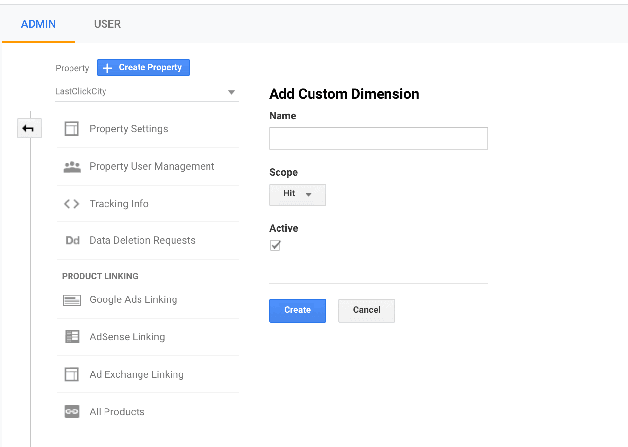 Crear una dimensión personalizada en la interfaz de Google Analytics